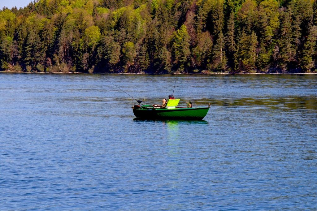 lake, fish, fisherman